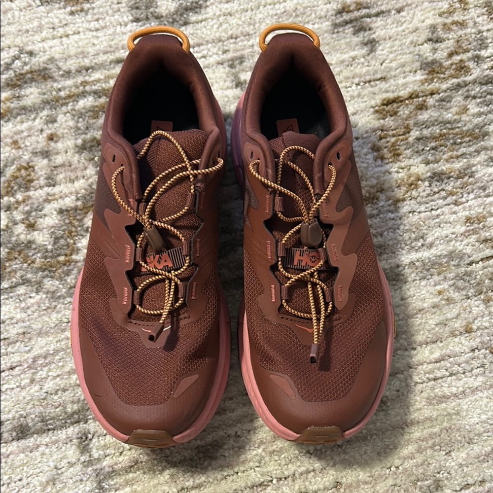 hoka transport burgundy/ dark pink sneakers